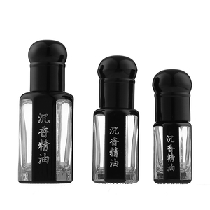 CJCJ - Nouveaux flacons d'huile essentielle en verre cristal, 3 ml, 6 ml, 12 ml, octogone noir, à bille pour attar, huile d'oud, nouveau style en verre - Product Image 1