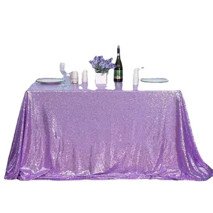 Glitter Sequin Lilac Shiny Rectangular Wedding Table Cloth Square Covers Hotel Banquet Birthday Party Cover