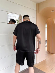 <span class=keywords><strong>Pyjama</strong></span> en soie léger et luxueux pour <span class=keywords><strong>homme</strong></span>, édition filet noir, manches courtes, shorts, vêtements de nuit pour <span class=keywords><strong>homme</strong></span> - Product Image 6