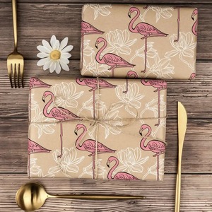 Custom Flamingo Floral Pattern Recyclable Art <b>Paper</b> Kraft Gift <b>Wrapping</b> <b>Paper</b> Roll 100GSM Coated Eco-Friendly Double Sided - Product Image 5