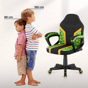 Chaise de jeu pour enfants <span class=keywords><strong>en</strong></span> tissu maillé vert et cuir, design racer, avec accoudoirs stylés, meilleur prix, meilleure qualité, parfaite pour les enfants - Product Image 3