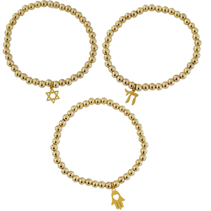 Pulsera Elástica <span class=keywords><strong>de</strong></span> Cuentas <span class=keywords><strong>de</strong></span> Acero Inoxidable <span class=keywords><strong>con</strong></span> Baño <span class=keywords><strong>de</strong></span> Oro PVD <span class=keywords><strong>de</strong></span> 18K Jietao, <span class=keywords><strong>Estrella</strong></span> <span class=keywords><strong>de</strong></span> <span class=keywords><strong>David</strong></span>, Mano <span class=keywords><strong>de</strong></span> <span class=keywords><strong>Hamsa</strong></span>, Joyería Religiosa Judía Espiritual - Product Image 1