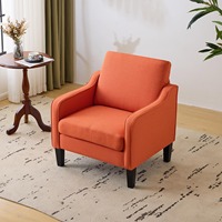 Fauteuil d'appoint en cuir PU de style Mid-Century Modern avec accoudoirs incurvés, chaise de lecture rembourrée pour salle à manger, salon, chambre, appartement, bureau