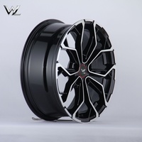 Nouvelles jantes Walle en alliage d'aluminium noir brillant, face usinée, concave profond 7J ET40, 17 pouces, 5x114.3, garantie 3 ans pour voitures particulières