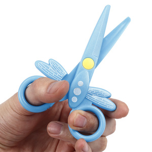 Dragonfly Shaped Childrens Safe Scissors Blue Craft Paper Cutting Small Home Use Ps Material - Product Image 1