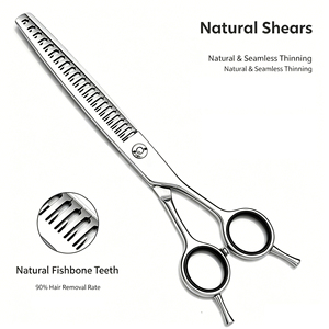 7inch Curved Chunker Professional Dog Grooming Scissors Japanese 440c Steel Curved <b>Thinning</b> Pet Scissors Dog Scissors Shears - Product Image 3