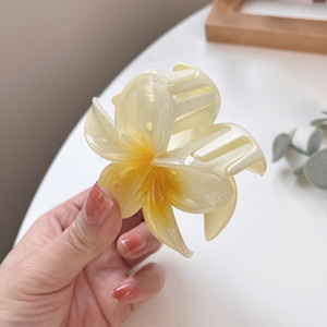Fermaglio per <span class=keywords><strong>capelli</strong></span> a becco d'anatra antiscivolo, stile europeo-americano, 8 cm, con motivi di giglio, tulipano e camelia, grande, in plastica, carino, per <span class=keywords><strong>capelli</strong></span> spessi o sottili, ideale per feste - Product Image 4