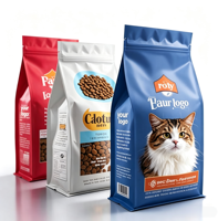 Sacs d'emballage personnalisés à fond plat avec fermeture éclair pour aliments pour animaux (chien, chat) et litière, 1kg, 2kg, 3kg, 5kg, 10kg, 15kg, 20kg