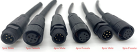 Câble d'extension étanche IP67 pour bande LED, connecteur mâle/femelle, PVC intégral, M12, 2 broches, 3 broches, 4 broches, fils 20, 22, 24 AWG, 30, 50 cm