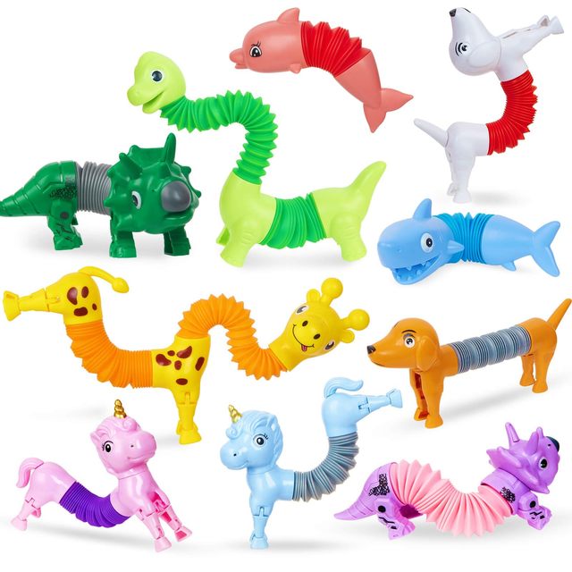 Autism Sensory Stress Relief Animal for Tubes Fidget Toys for Kids 5 to 7 Years Plastic