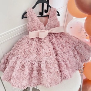 Vestido de <span class=keywords><strong>Bautizo</strong></span> <span class=keywords><strong>para</strong></span> Niña, Elegante Vestido de Cumpleaños <span class=keywords><strong>para</strong></span> Bebé, Vestido de Princesa con Volantes <span class=keywords><strong>para</strong></span> Niña de las Flores en Bodas, Vestido de Cintura Alta - Product Image 2
