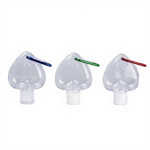 Botella de PETG en Forma de Corazón para Desinfectante de Manos y Gel de 50 ml con Llavero y Pulverizador, Impresión Serigráfica - Product Image 2