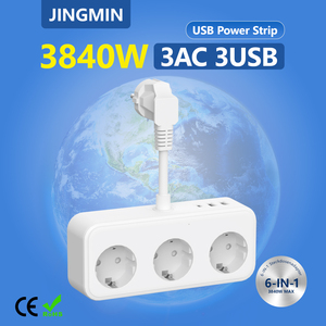 Jingmin pe3a2u1c EU cắm điện dải với 3 AC cửa hàng 2 USB một 1 USB-C cổng 3840W nhanh phí IP40 tiêu chuẩn nền tảng - Product Image 2
