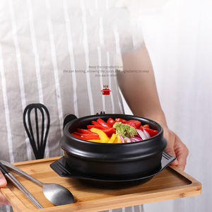 800 ML 뜨거운 판매 한국식 블랙 세라믹 돌소스 비빔밥 라면 수프 냄비 친환경 미니 돌 그릇 트레이 - Product Image 4