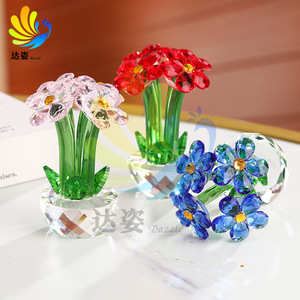 Fleur artificielle en cristal éblouissant à cinq pétales, faite à la main, décoration d'intérieur, artisanat pour le salon - Product Image 3