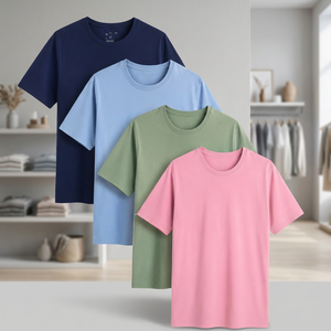 เสื้อยืดคอกลม แขนสั้น ทรงปกติ ผ้าเจอร์ซีย์คอตตอน 100% คุณภาพสูง ระบายอากาศได้ดี ไม่หดตัว เหมาะสำหรับทุกเพศ - Product Image 4