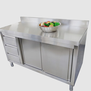 Thép Không Gỉ Bàn Làm Việc Nhà Bếp Băng Ghế Dự Bị Tủ - Product Image 3