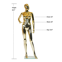 Maniquí Femenino Dorado de Cuerpo Completo, Modelo de Plástico PP Brillante para Exhibición en Tiendas de Ropa, Envío Rápido de 3 a 5 Días desde Almacén en EE. UU.