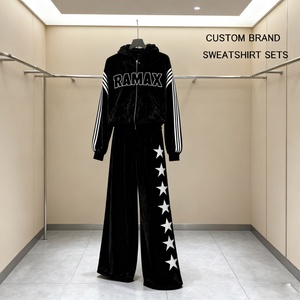 Clothing Manufacturers Custom Streetwear Full Printed Letter logo Zip Hoodie Loose Oversized Hoodie and Sweatpants Set - Product Image 2