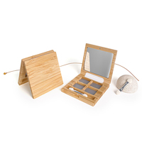 Palette d'ombres à paupières vides remplaçables en bambou écologique Boîte d'emballage en bambou avec mini-brosse
