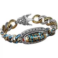 Bracelet pour homme en perles Dzi à neuf yeux, style ethnique vintage tendance, personnalisé, haut de gamme, mantra à six mots