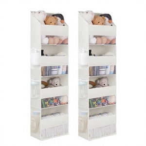 Organisateur suspendu sur porte en tissu <span class=keywords><strong>Granny</strong></span> Says avec 4 compartiments, lot de 2, rangement pour jouets de chambre d'enfant, beige - Product Image 4