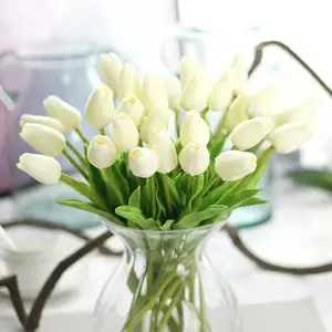 1 ramo de flores artificiales de tulipán de silicona para boda, hogar, jardín, decoración, tulipanes de tacto Real, flores falsas