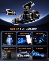 Caméra de véhicule 4K à couverture complète 4 canaux, best-seller Amazon 360 °   Caméra embarquée 4 voies avec vue panoramique 4K+1080Px3, WiFi6 et GPS