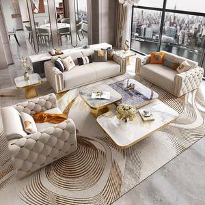 Furnitur rumah ruang tamu Sofa Set Furniture desain baru mewah Sectional Sofa nyaman kulit Modern ruang tamu Sofa 1 + 2 + 3 - Product Image 3