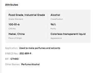 Alcohol Perfumado SDA-40B 96% al por Mayor, Grado Alimenticio, Incoloro, Inodoro, Solvente para Mezcla de Esencias y Elaboración de Aromas Diarios - Product Image 6