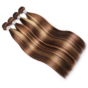 Extensiones de Cabello Humano Liso P4/27, 30-32 Pulgadas, para Mujeres <span class=keywords><strong>Negras</strong></span>, Paquetes de Cabello Liso Brasileño de Color Marrón - Product Image 2
