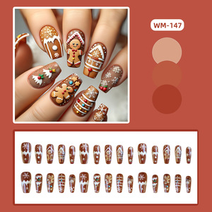 <span class=keywords><strong>Uñas</strong></span> Postizas Acrílicas Navideñas 3D con Diseño de Hombre de Jengibre y Casa, <span class=keywords><strong>Cortas</strong></span> y Cuadradas, <span class=keywords><strong>para</strong></span> Mujer, Venta al Por Mayor - Product Image 2
