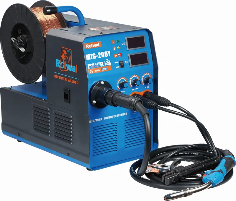 Rolwal เครื่องเชื่อมแก๊ส IGBT,เครื่องเชื่อมโลหะไฟฟ้า Co2 Mag Mig 200แอมป์250แอมป์เครื่องเชื่อม MIG