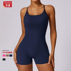 Zechuang บอดี้สูทกีฬาผู้หญิงคอลึกสีทึบแห้งเร็วชุดวิ่งโยคะฟิตเนส CLT8605 - Product Image 4