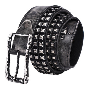Cinturón Unisex Punk <span class=keywords><strong>de</strong></span> Estilo Americano con Hebilla Japonesa, Remaches <span class=keywords><strong>de</strong></span> Aleación, Diseño <span class=keywords><strong>de</strong></span> Cabeza <span class=keywords><strong>de</strong></span> <span class=keywords><strong>Caballero</strong></span>, Cuero Vacuno <span class=keywords><strong>de</strong></span> Primera Capa, Patrón Geométrico, Personalizado y Moderno - Product Image 6