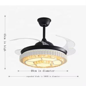 Nouvel arrivage de suspension LED moderne Lame rétractable Trois couleurs Chambre à coucher Ventilateur de plafond noir Télécommande pour la maison - Product Image 5