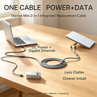 Câble de remplacement 2-en-1 Starlink Mini, alimentation CC et Ethernet Gigabit, triple étanchéité, Plug & Play pour installation marine et extérieure