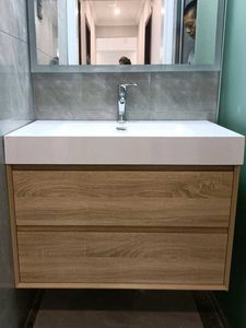 Combinazione di Mobili da Bagno Moderni e Semplici Consigliati dal Little Red Book, Montaggio a Parete Senza Vernice con Lavabo - Product Image 3