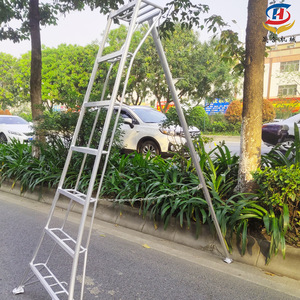 Aluminum Alloy Single Side Folding <b>Ladder</b> 12ft 5-6 Steps Manual Lock Garden Use - Product Image 2