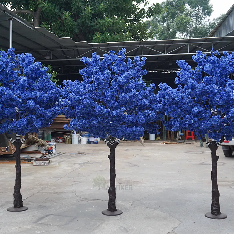 Японское Вишневое дерево на заказ, большие синие искусственные вишневые цветы, украшение для свадьбы и вечеринки
