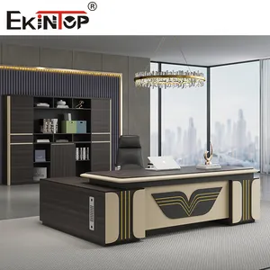 Ekintop Modern Wood Desk Office L Shape Luxury Executive Office Works Manage Table Desk Furniture Office Desks