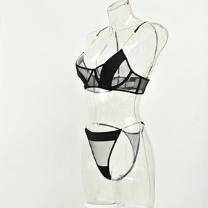 Da donna Sexy Lingerie in pizzo reggiseno perizoma 2 pezzi Set reggiseno e mutandine Push up Lingerie per decorazione donna Bikini seducente ed elegante - Product Image 6