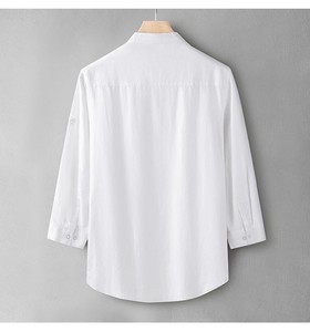 Chemises en lin pour hommes 100% avec nouveau style de mode col <span class=keywords><strong>Mao</strong></span>/Mandarin col montant à manches longues pour l'hiver respirant et élégant - Product Image 5