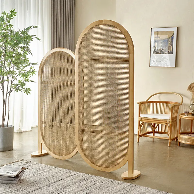 Dreamhause Japanese-style Wooden Rattan Screen Partition Moved Porch Block Ash Solid Wood Simple Dividers Scree