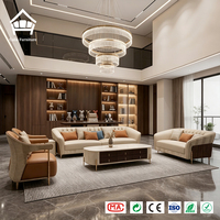 Ensemble de canapés 1+2+3 en cuir véritable de luxe, couleur noyer foncé, avec meuble TV assorti crème, mobilier de salon moderne haut de gamme