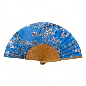 Éventail espagnol artisanal de 23 cm en bois, thème floral, écologique, gravé, en bois de fer brun, artisanat en os - Product Image 4