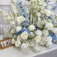 80cm ukuran besar bayi biru lorong kursi buket bunga pernikahan karangan bunga dekorasi bunga mawar Dahlias desain buket bunga sutra