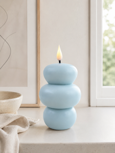 Bougie LED sans flamme à 3 couches, effet galets empilés, en cire de soja naturelle, avec flamme vacillante, lampe à flamme artificielle, bougie sculptée en pierre minimaliste - Product Image 3