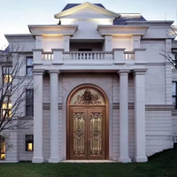 Porte d'entrée moderne élégante à double battant en cuivre et verre pour villas et portails