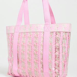 Custom <b>Large</b> Women's Summer Autumn Floral Embroidery PVC Clear Tote <b>Bag</b> Reusable Waterproof for Shoulder <b>Beach</b> Handbag Travel - Product Image 5